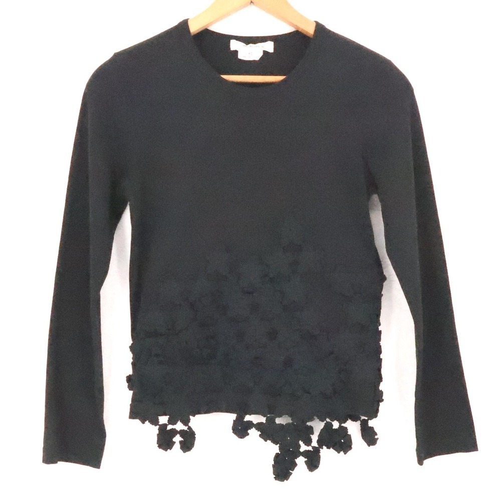 Comme des Garcons 3D Crochet Floral Applique Top Womens Size XS Black Japan 2011